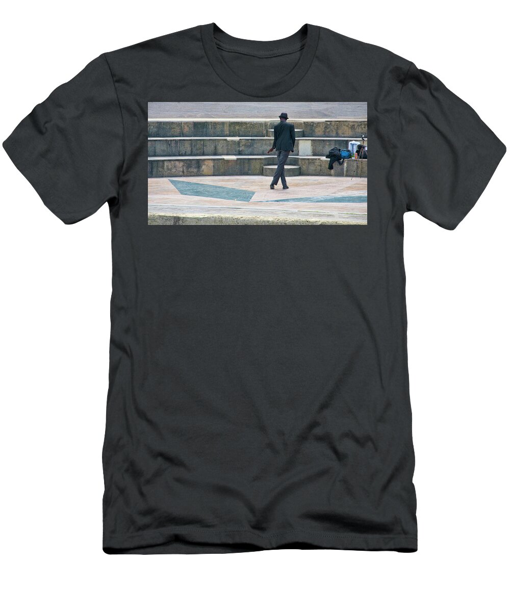 Paris T-Shirt featuring the photograph Paris, Seine, Dancing, Self-Video Scene 3 by Curt Rush