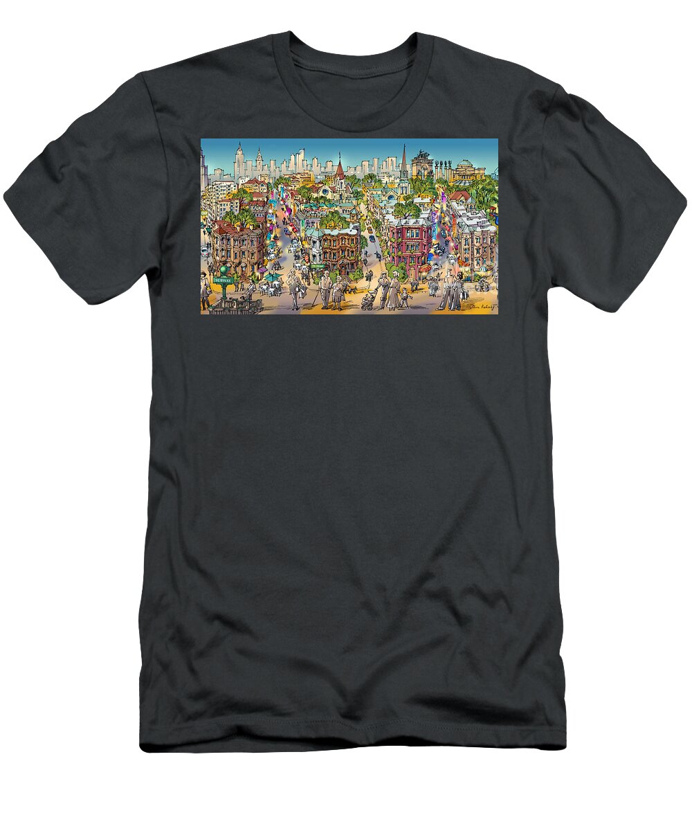 Park Slope Brooklyn T-Shirt featuring the painting Park Slope Brooklyn by Maria Rabinky