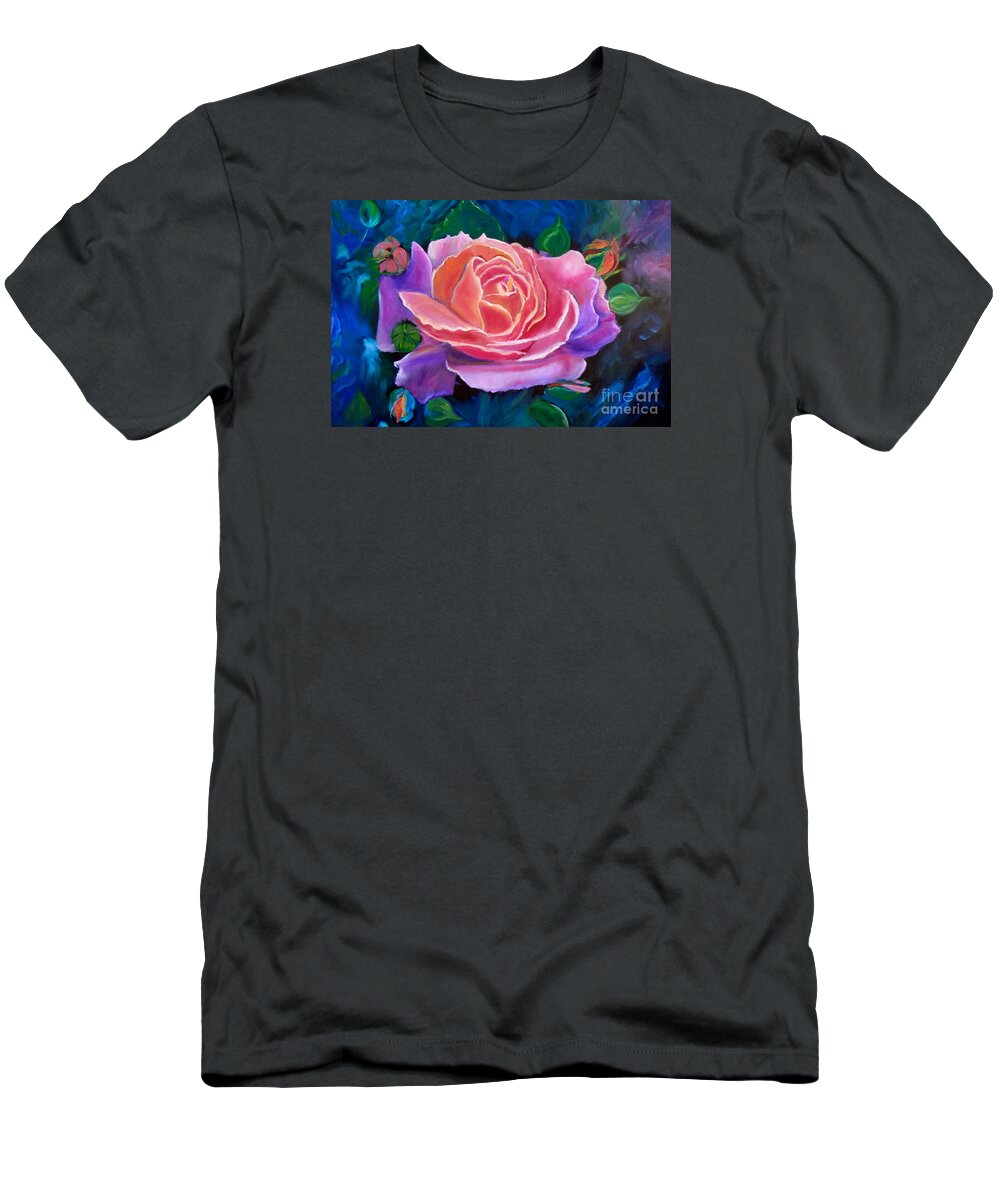 Rose T-Shirt featuring the painting Gala Rose by Jenny Lee