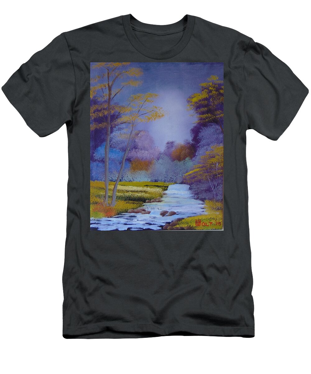 Bob Ross Style T-Shirt featuring the painting Pastel Peace by Alan K Holt