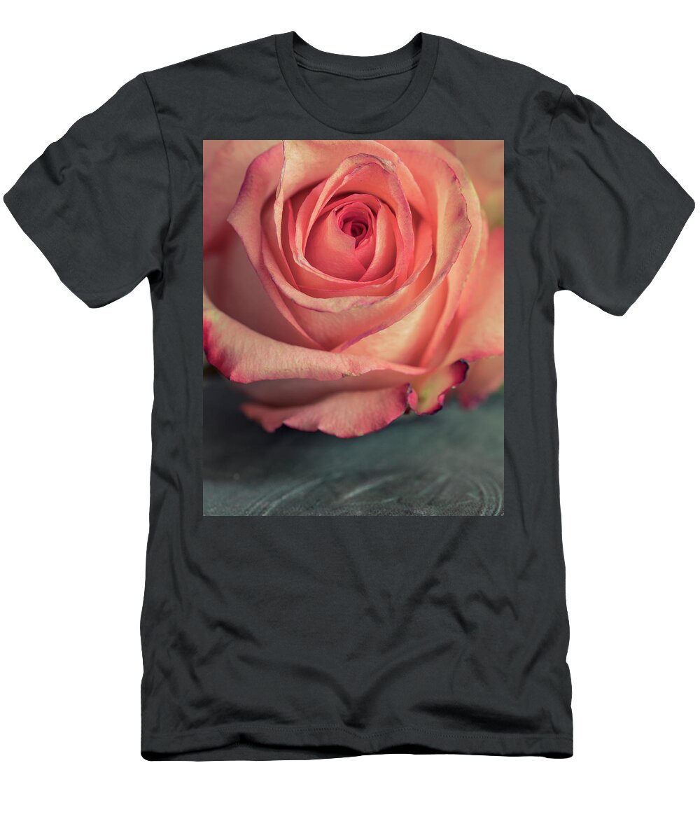Closeup T-Shirt featuring the photograph Pastel pink rose by Jaroslaw Blaminsky