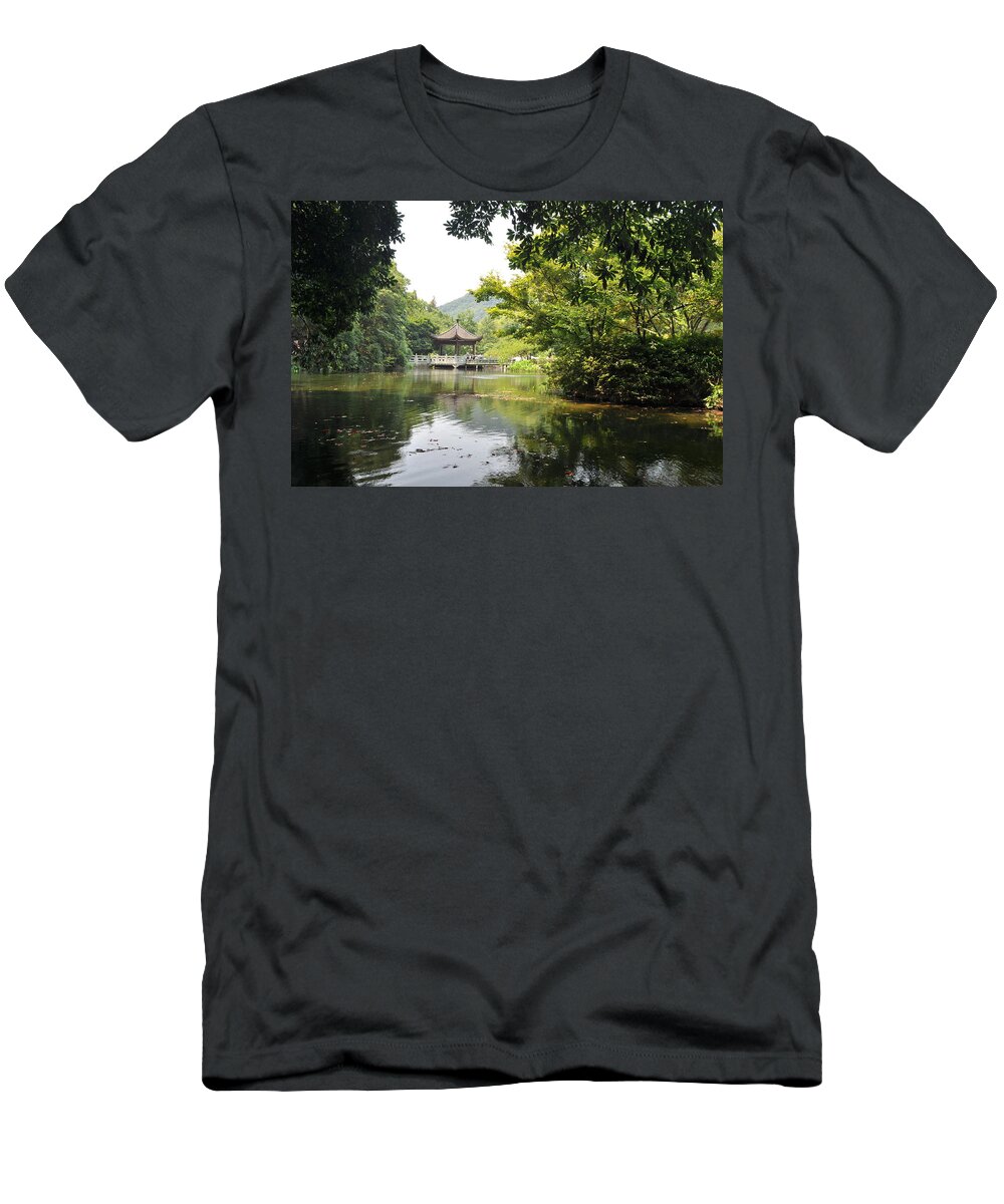 Lake T-Shirt featuring the photograph Peaceful Lake of Li'an Temple by Jason Chu