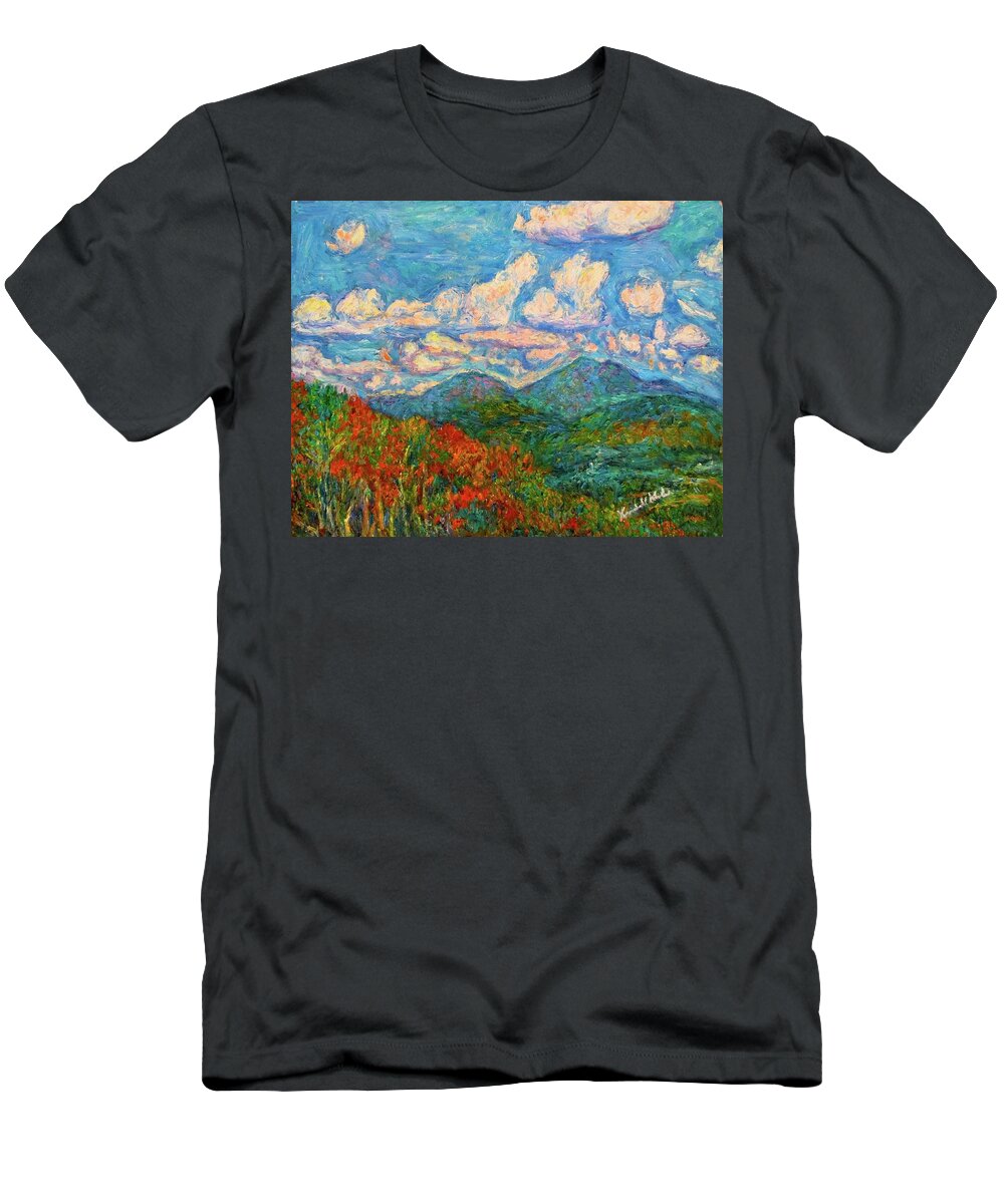 Peaks Of Otter Mountain T-Shirt featuring the painting Peaks of Otter in Fall by Kendall Kessler
