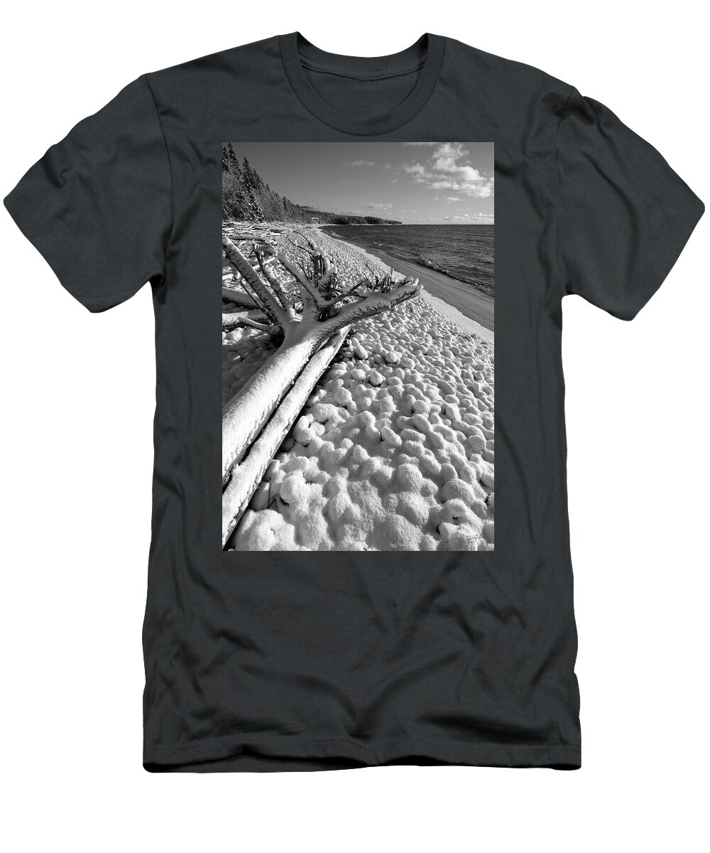 Lake Superior T-Shirt featuring the photograph Pebble Beach Winter by Doug Gibbons