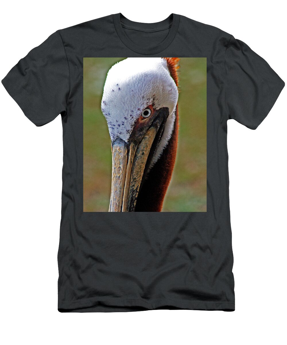 Pelican T-Shirt featuring the painting Pelican Head by Michael Thomas