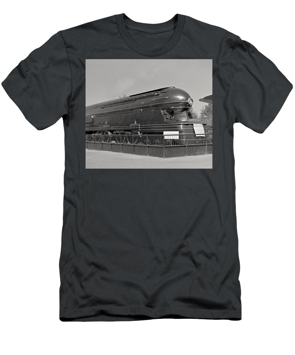 Vintage Train T-Shirt featuring the photograph Pennsylvania Railroad Class S1 Locomotive - 1939 by War Is Hell Store