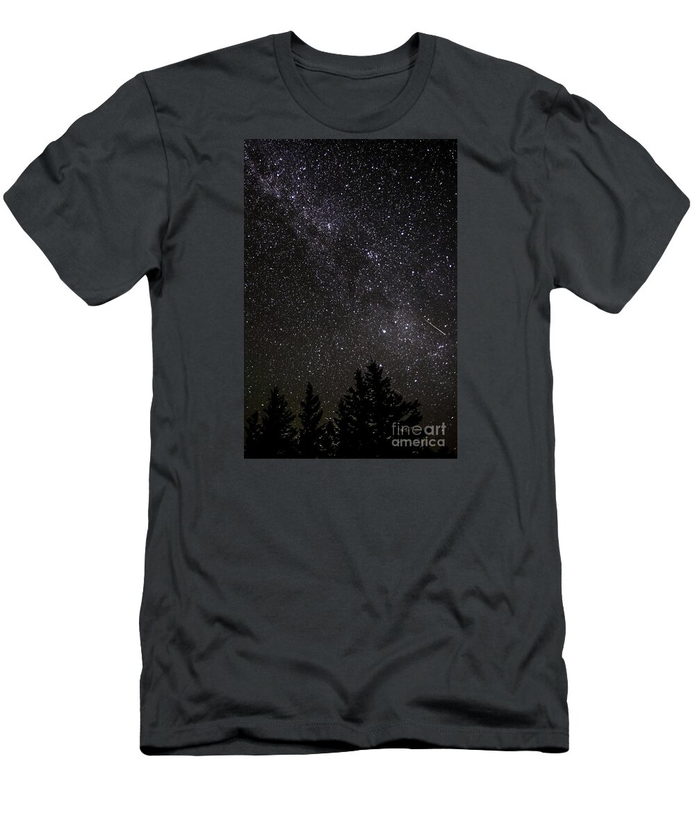 Meteor T-Shirt featuring the photograph Perseid Meteor and Milky Way by Thomas R Fletcher
