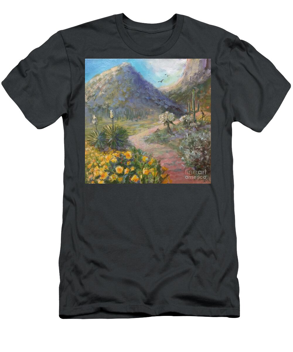 Yucca T-Shirt featuring the painting Picacho Peak by Patricia Amen