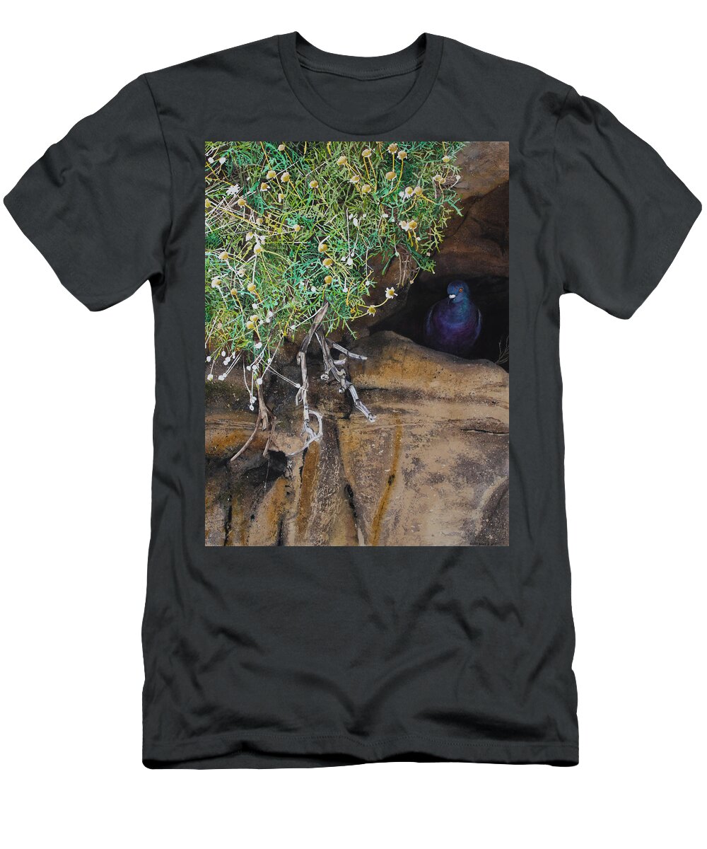 Birds T-Shirt featuring the painting Pigeonholed by Denny Bond