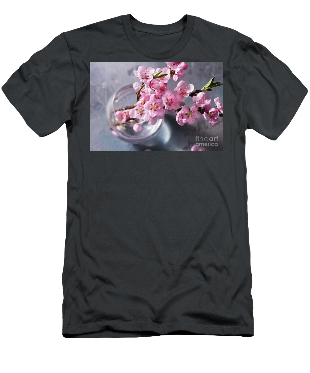Cherry T-Shirt featuring the photograph Pink Cherry Blossom by Anastasy Yarmolovich