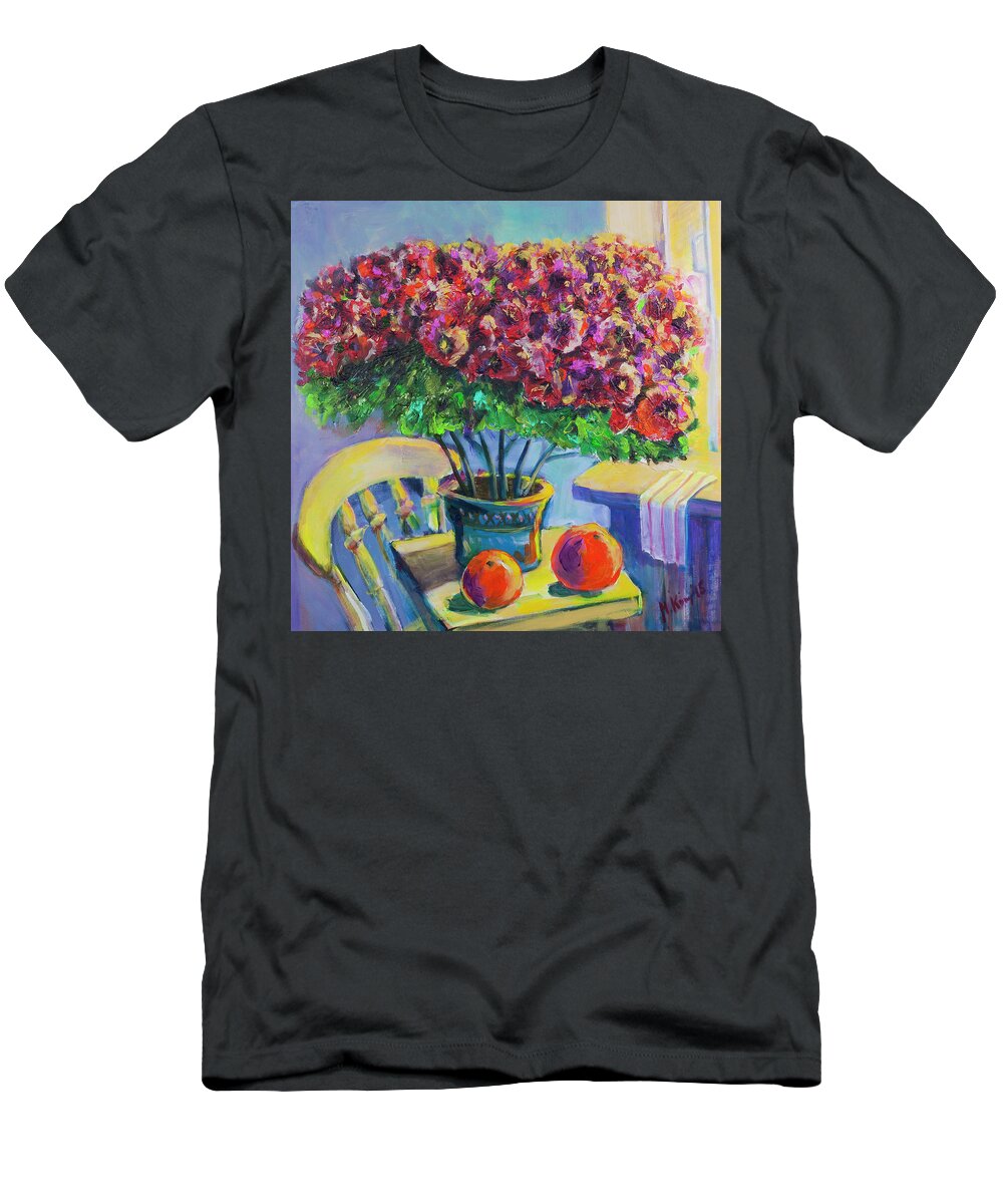  T-Shirt featuring the painting Pink Flowers by Maxim Komissarchik