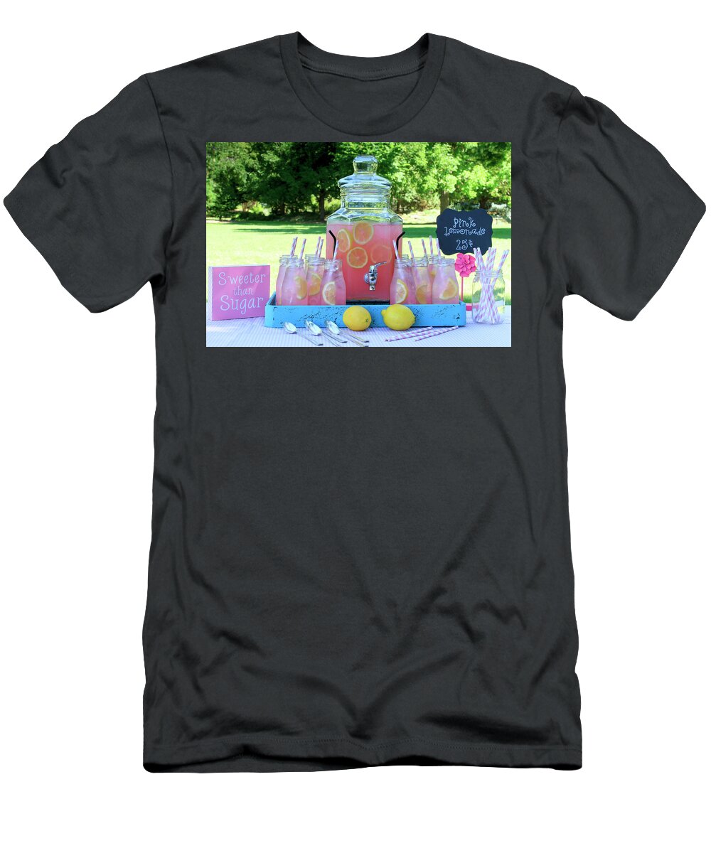 Background T-Shirt featuring the photograph Pink Lemonade at Picnic in Park by Teri Virbickis