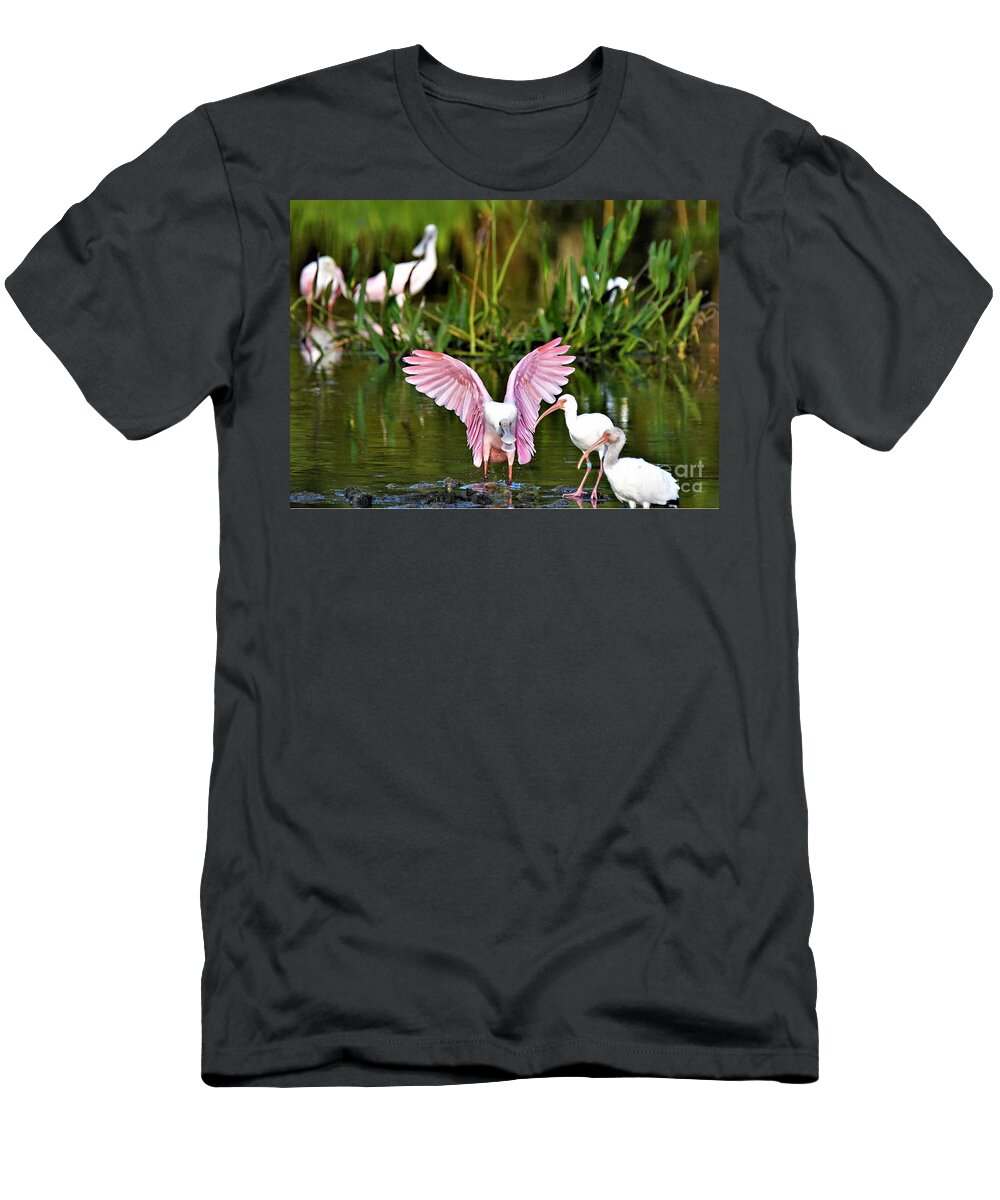 Roseate Spoonbill T-Shirt featuring the photograph Pink Wings by Julie Adair