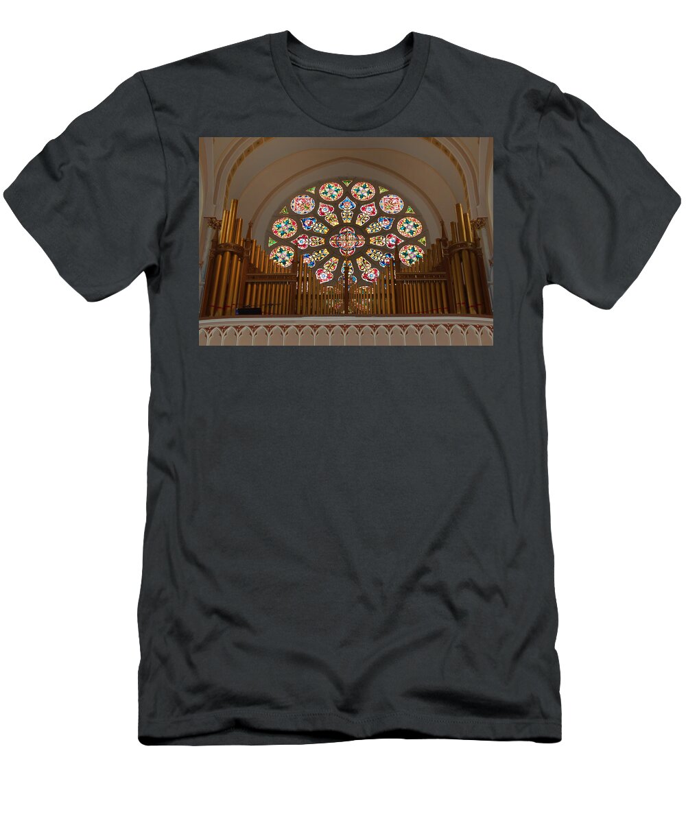 Organ T-Shirt featuring the photograph Pipe Organ - Church by Kim Hojnacki