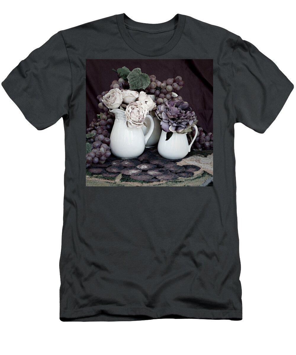 Still Life T-Shirt featuring the mixed media Pitchers and Tapestry by Sherry Hallemeier