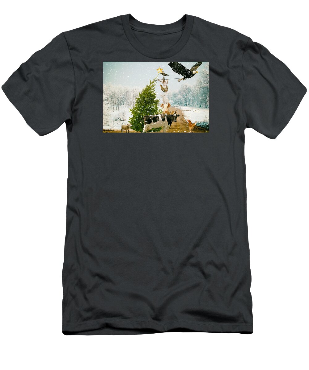 Holiday T-Shirt featuring the photograph Placing your star by James Bethanis