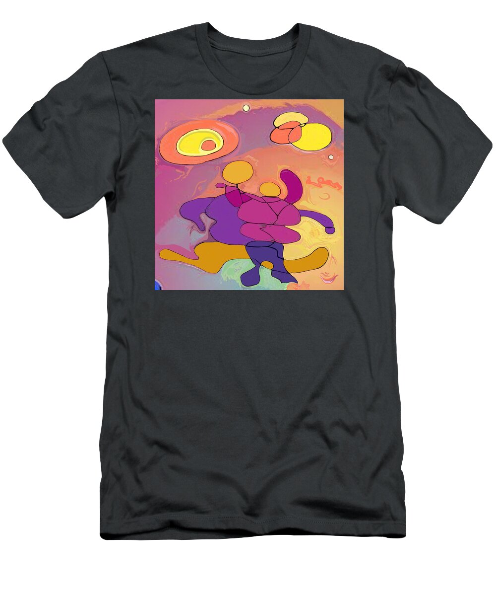 Planet T-Shirt featuring the drawing Planet Dancers by Julia Woodman