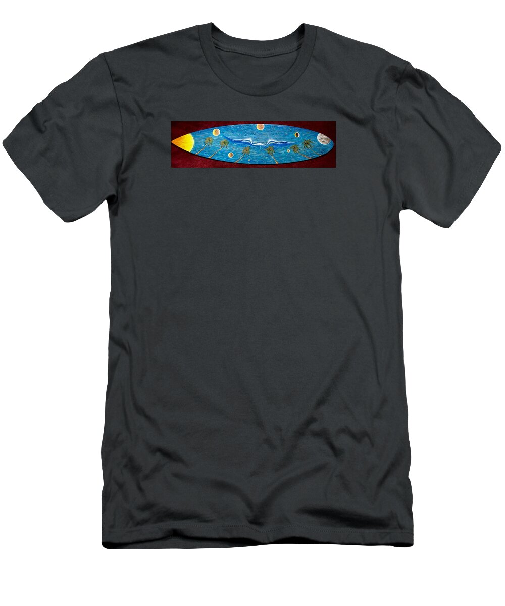 Planet Surf T-Shirt featuring the painting Planet surf by Paul Carter