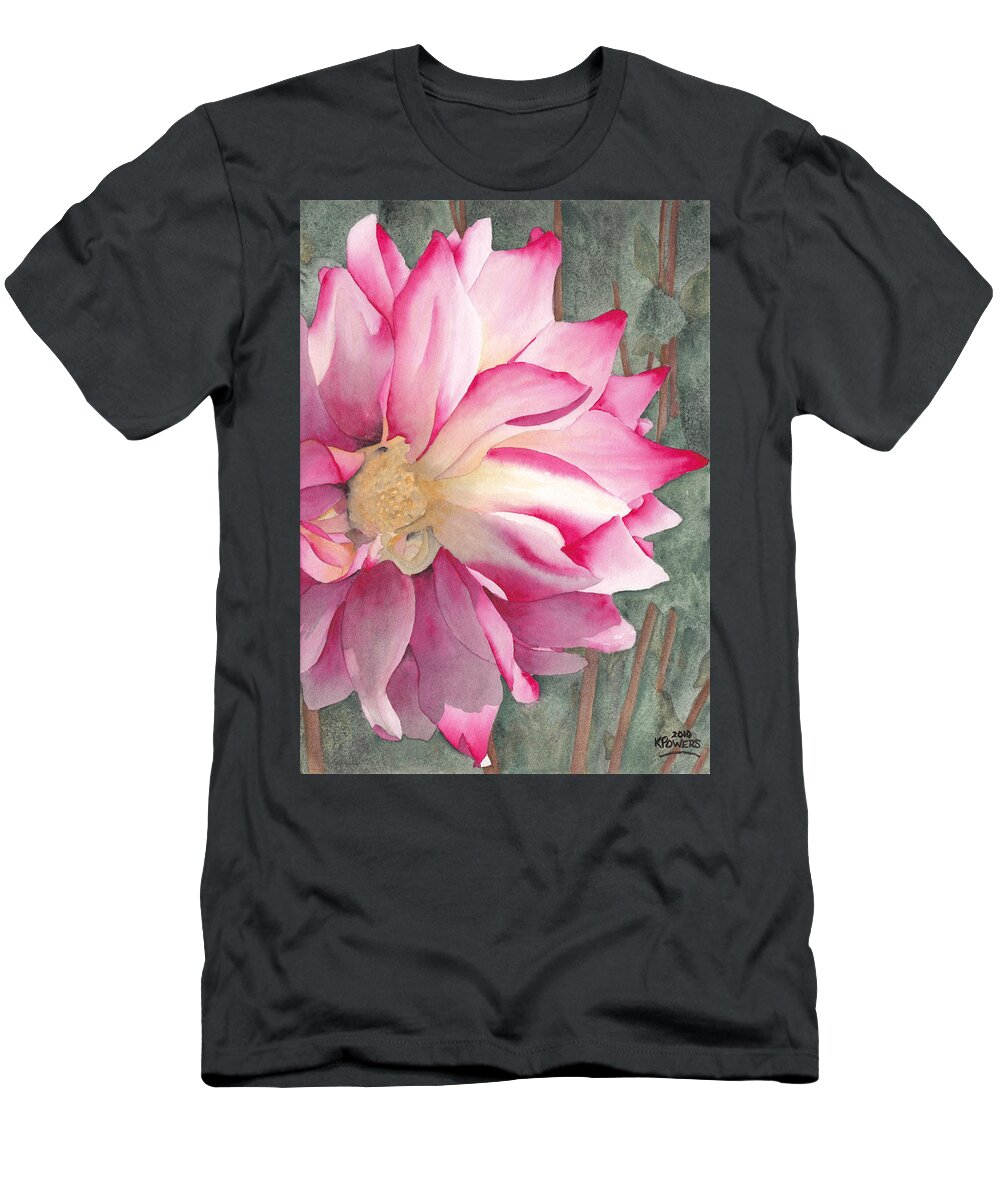 Watercolor T-Shirt featuring the painting Point Defiance Garden Flower by Ken Powers