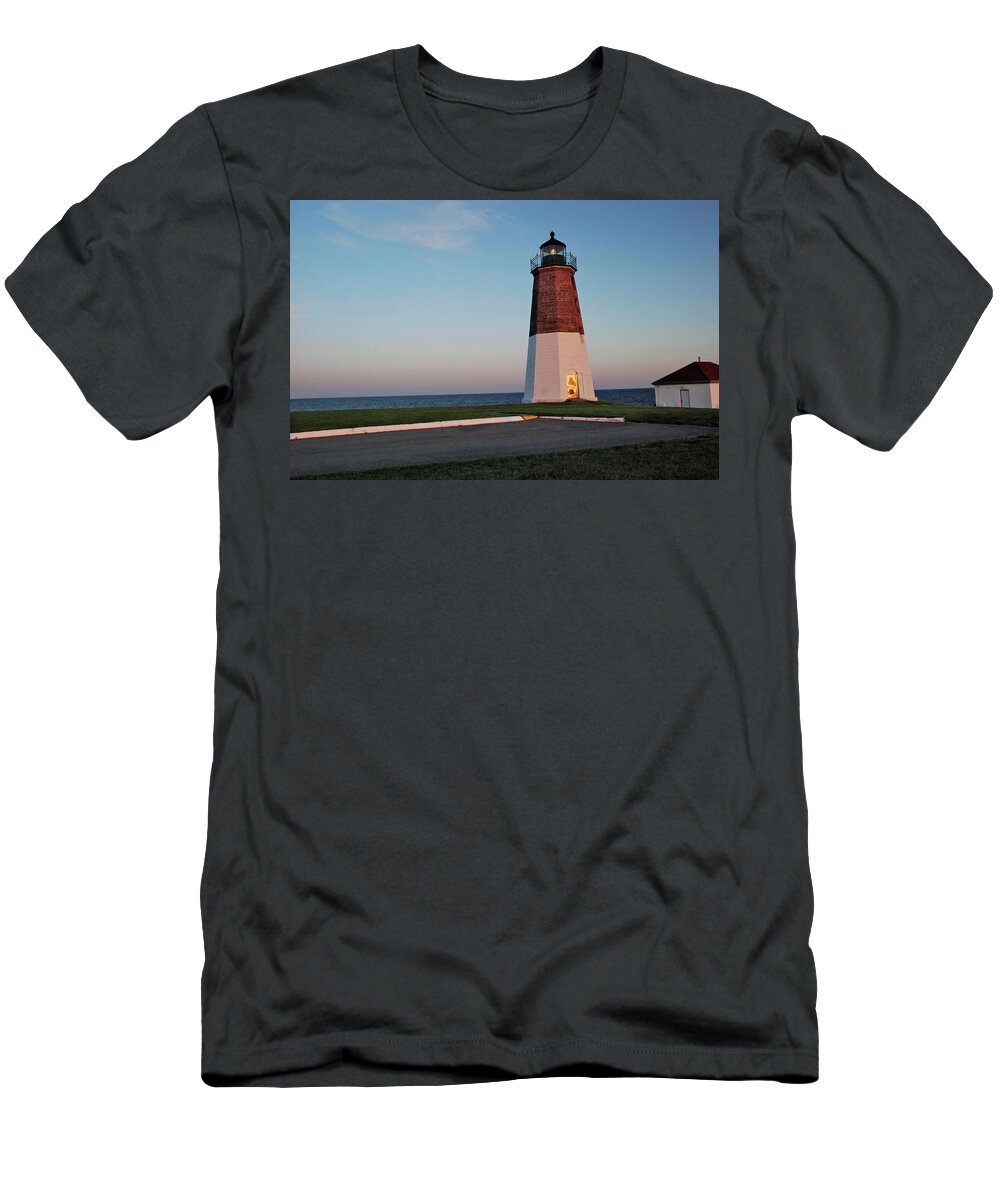 Point Judith T-Shirt featuring the photograph Point Judith Lighthouse Rhode Island by Nancy De Flon
