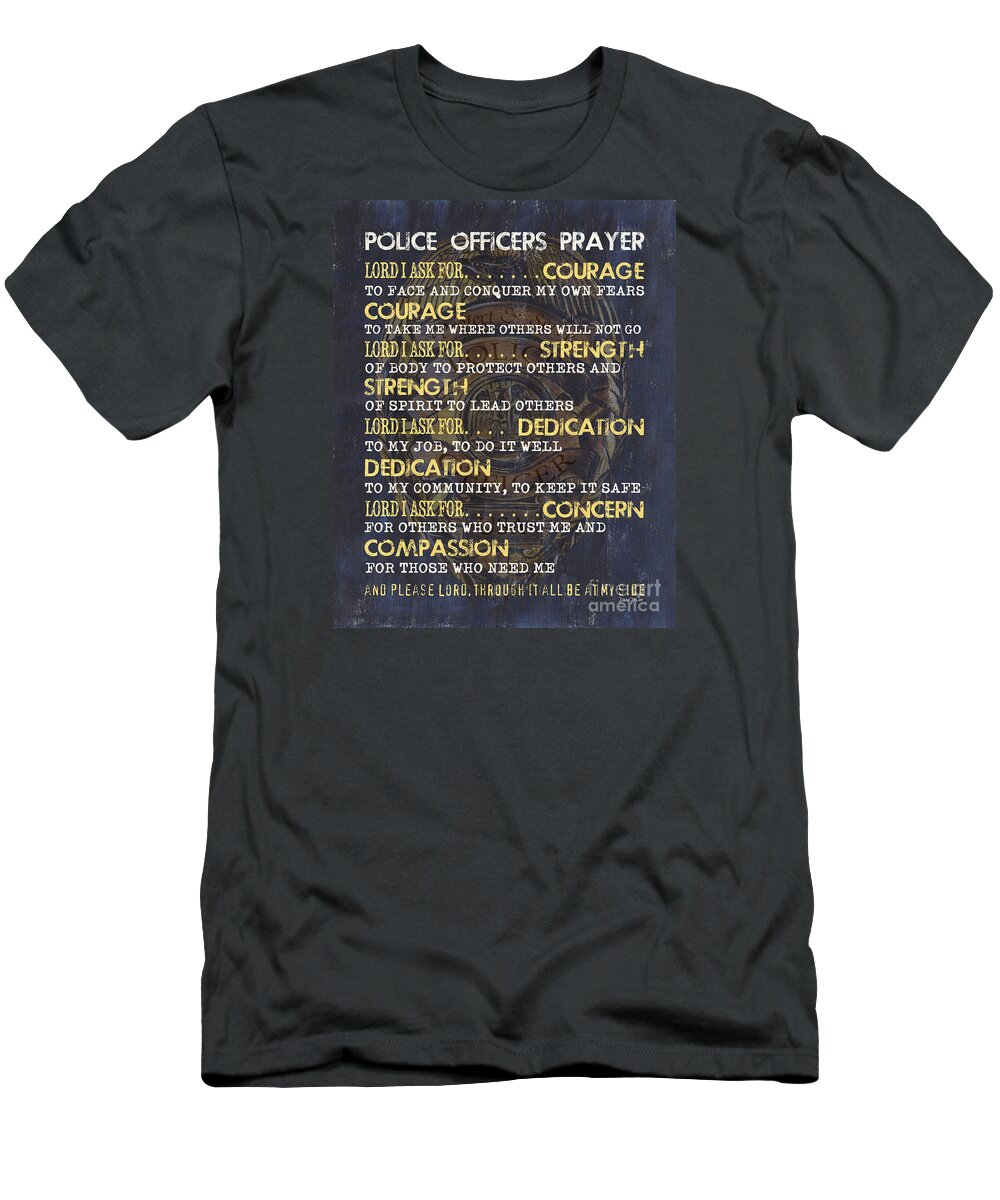 Police T-Shirt featuring the painting Police Officers Prayer by Debbie DeWitt