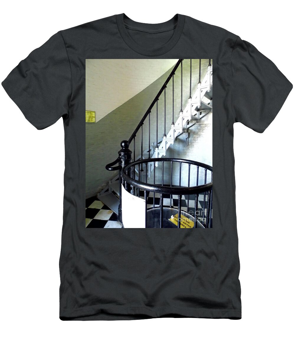 Stairs T-Shirt featuring the photograph Ponce Inlet Spiral Staircase by D Hackett