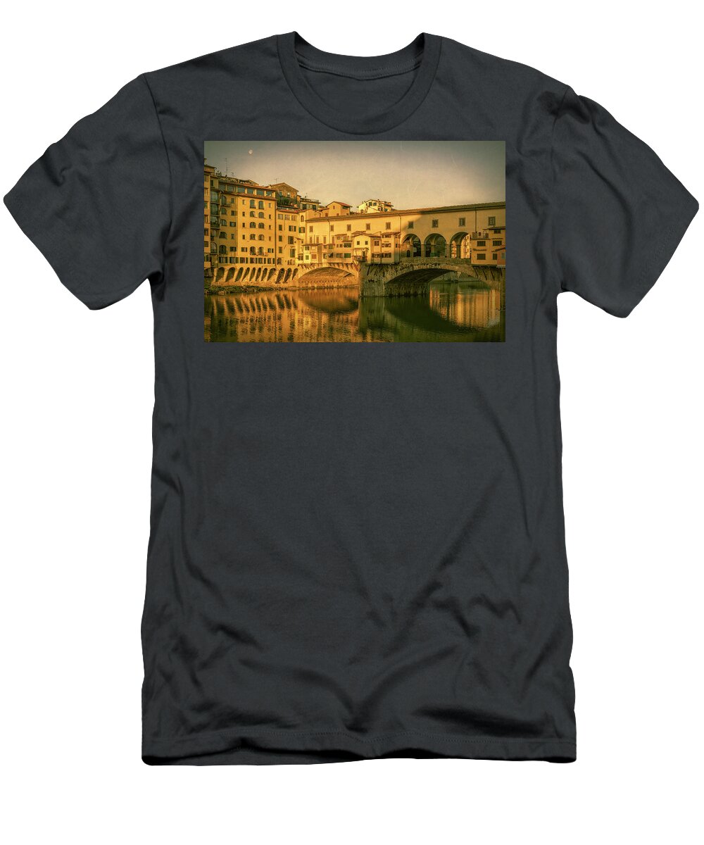 Joan Carroll T-Shirt featuring the photograph Ponte Vecchio Morning Florence Italy by Joan Carroll