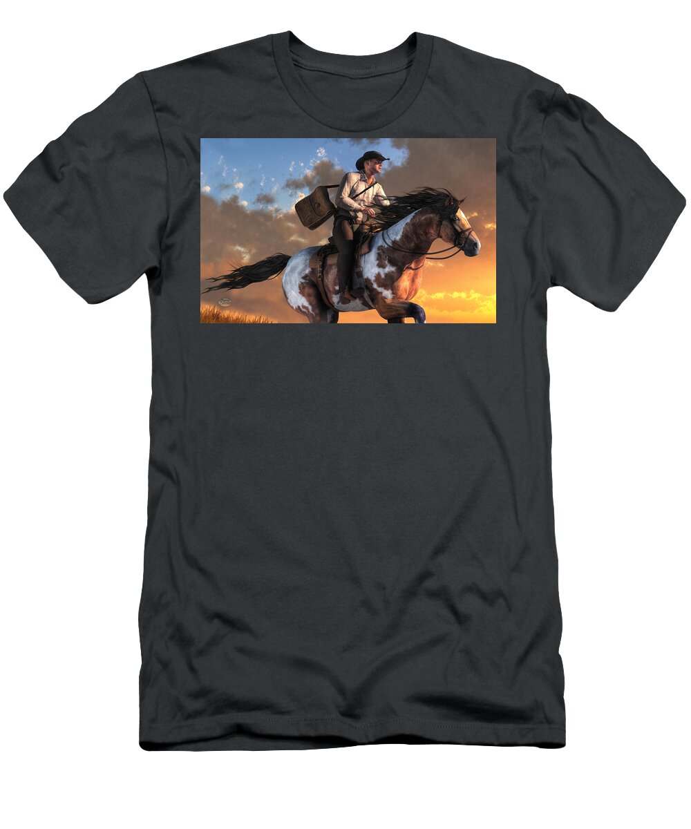 Pony Express T-Shirt featuring the digital art Pony Express by Daniel Eskridge