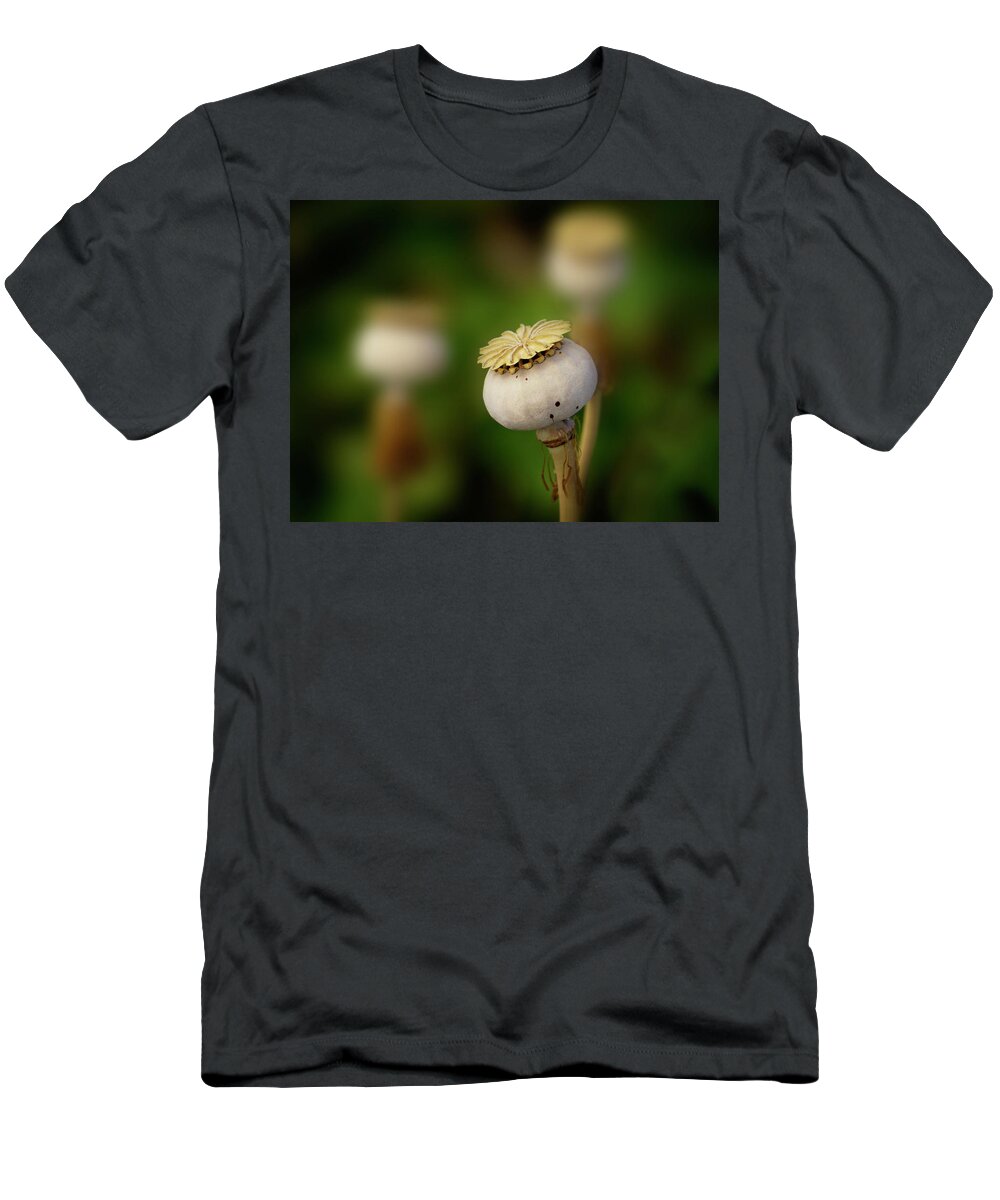 Poppy T-Shirt featuring the photograph Poppy Seed Pod - 365-147 by Inge Riis McDonald