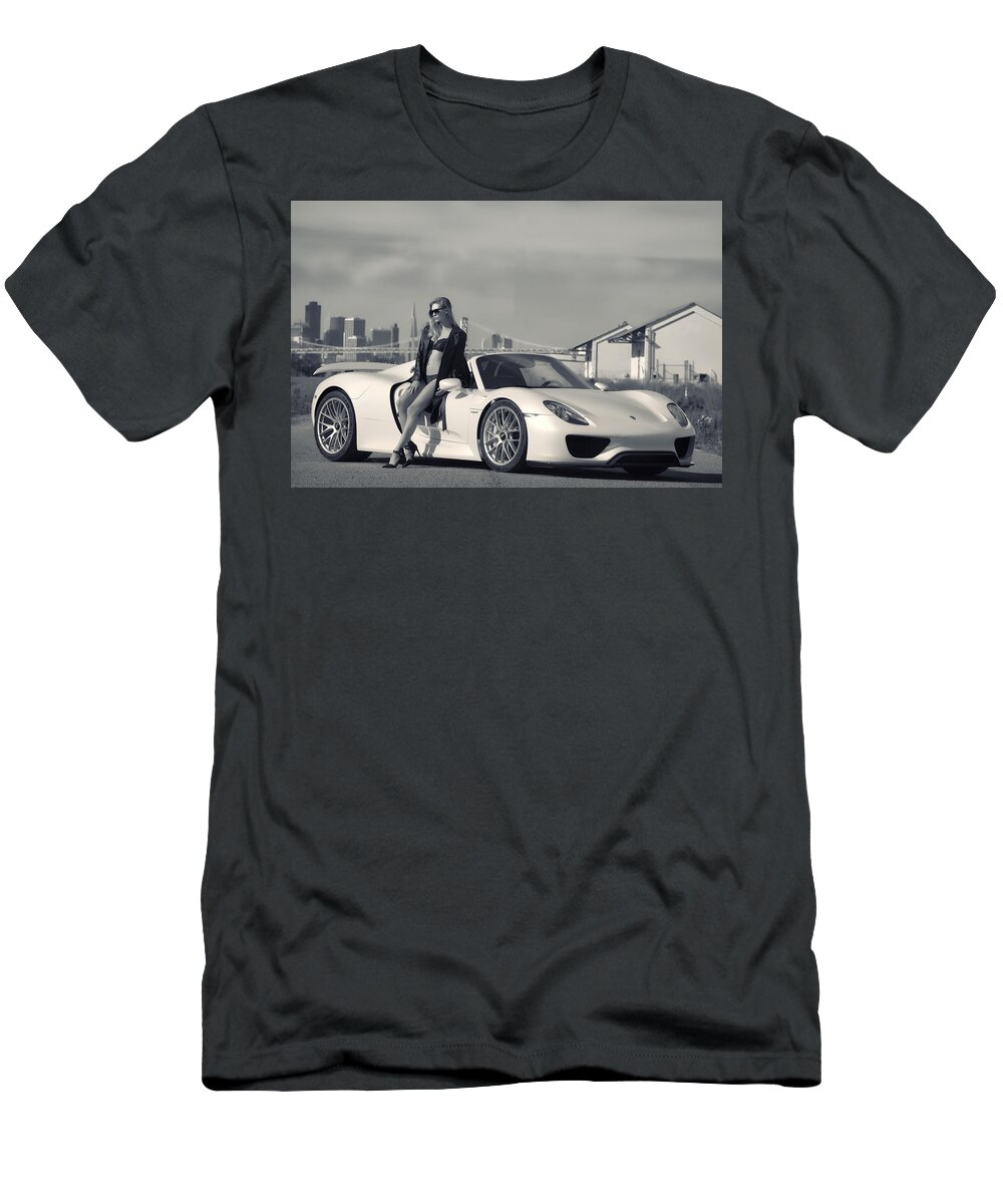 Kim T-Shirt featuring the photograph #Porsche #918Spyder and #Kim by ItzKirb Photography