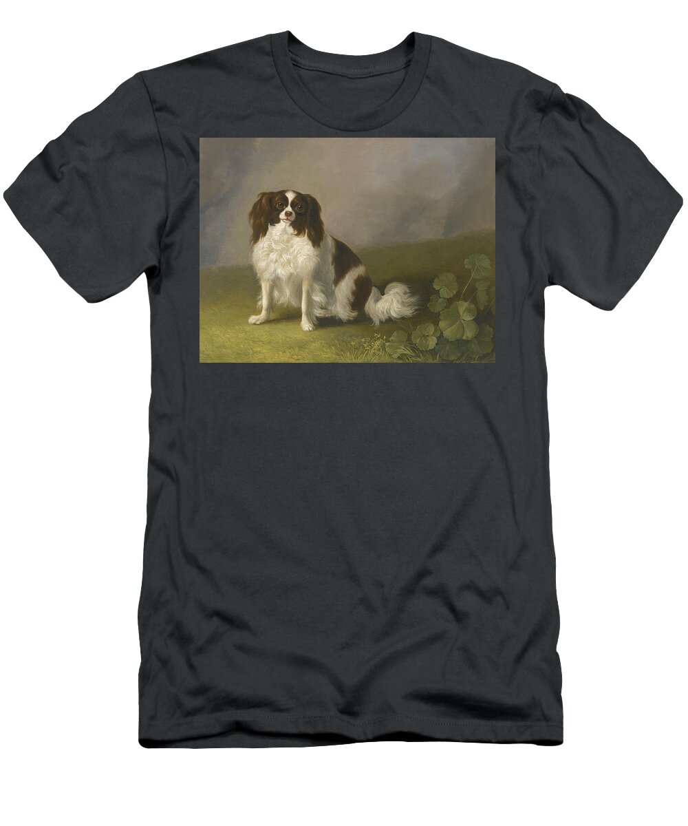 18th Century Art T-Shirt featuring the painting Portrait of a King Charles Spaniel in a Landscape by Jacob Philipp Hackert