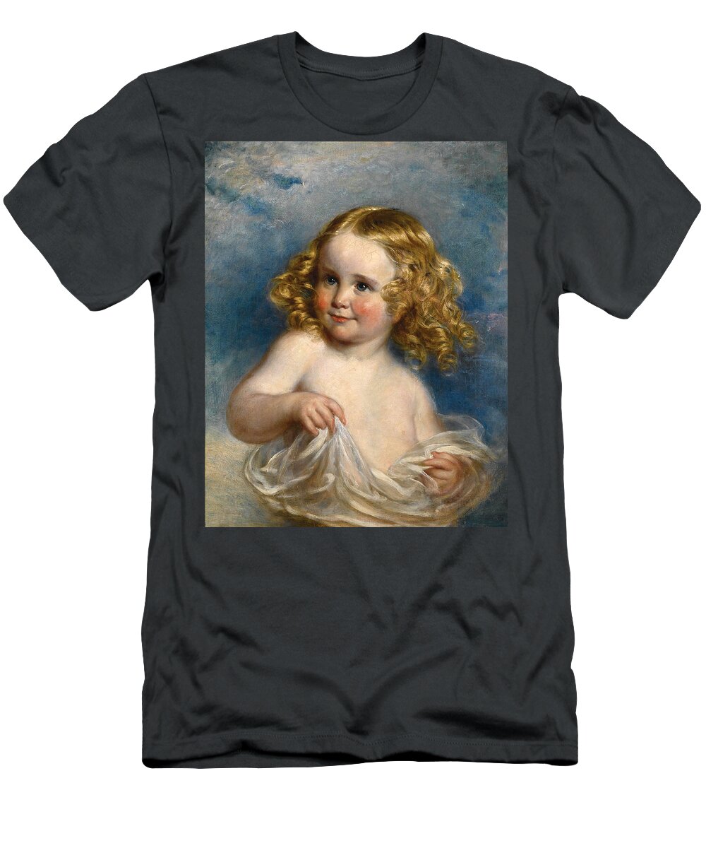 Attributed To Margaret Sarah Carpenter T-Shirt featuring the painting Portrait of a Young Girl by Attributed to Margaret Sarah Carpenter