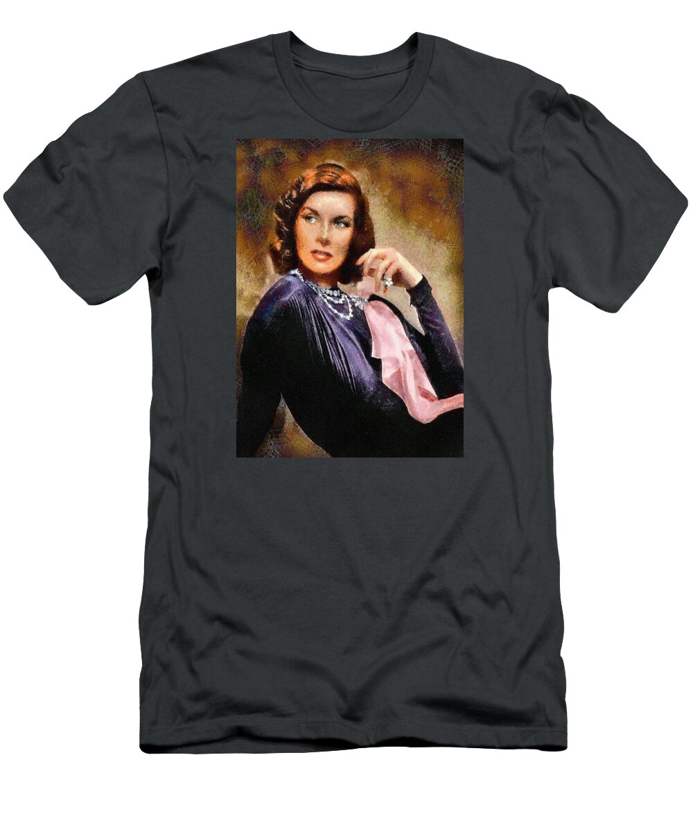 Portrait T-Shirt featuring the digital art Portrait of Katherine Hepburn by Charmaine Zoe