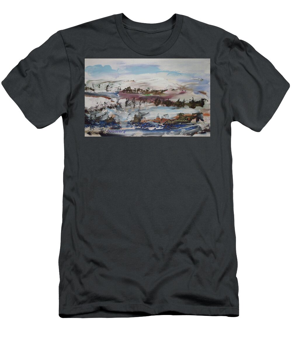 Snow T-Shirt featuring the painting Powder Puff Clouds by Edward Wolverton