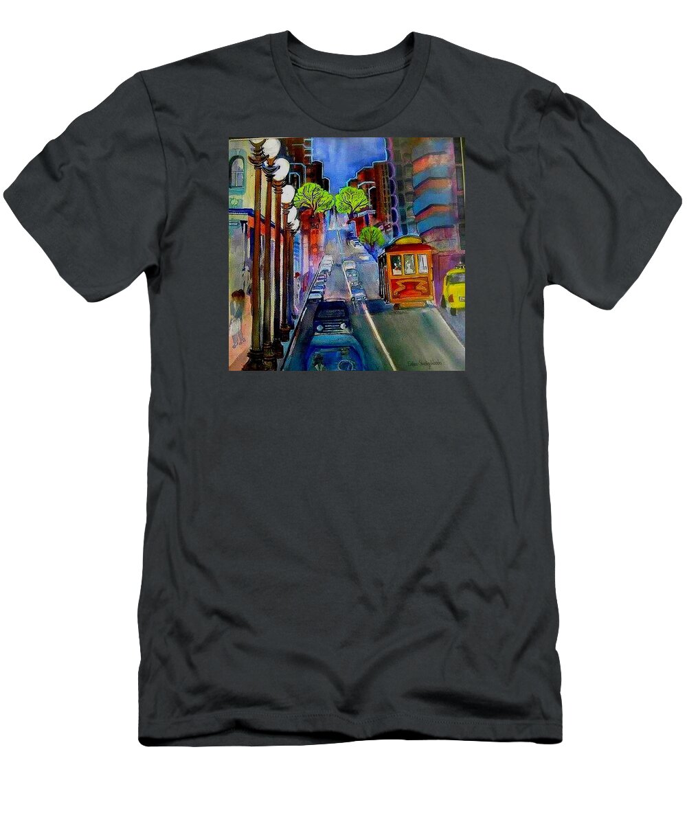  T-Shirt featuring the painting Powell Street by Esther Woods