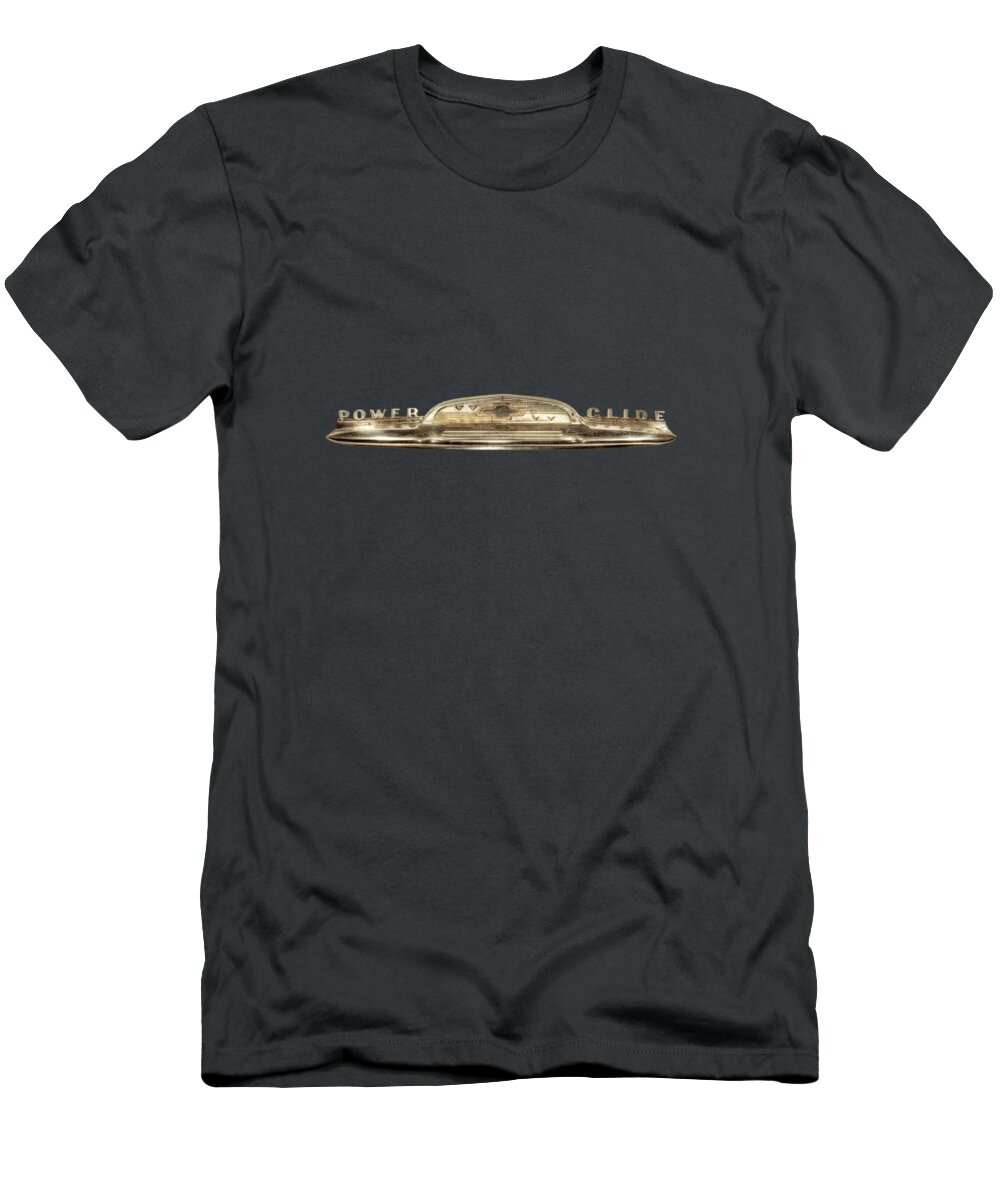 Automotive T-Shirt featuring the photograph Power Glide Hood Emblem by YoPedro