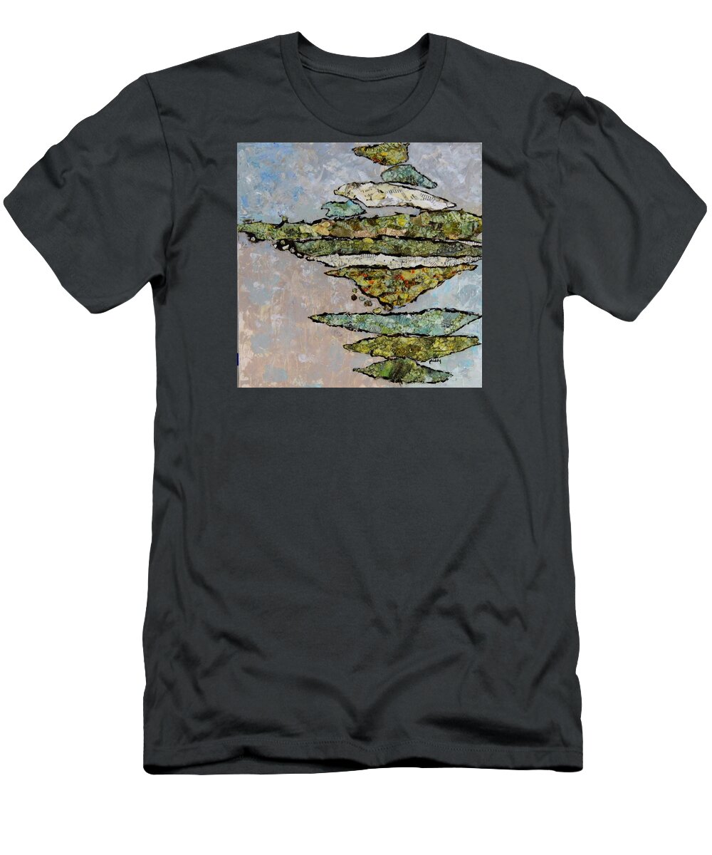 Abstract T-Shirt featuring the painting Precarious by Phiddy Webb