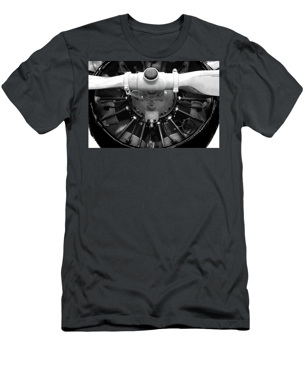 Plane T-Shirt featuring the photograph Pro and Cowl bw #50 by Raymond Magnani