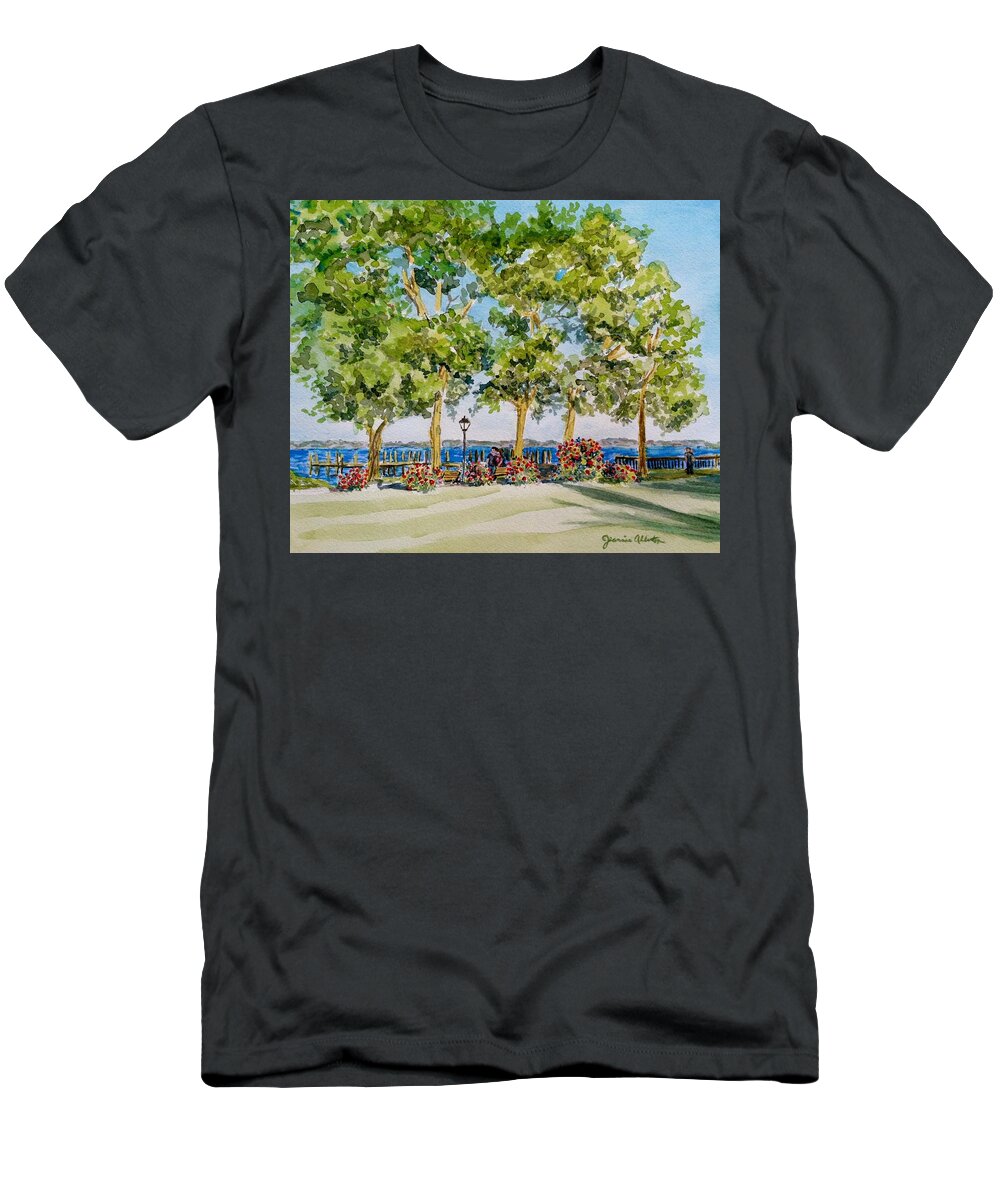Chesapeake Bay T-Shirt featuring the painting Promenade Stroll in Havre de Grace by Jeannie Allerton