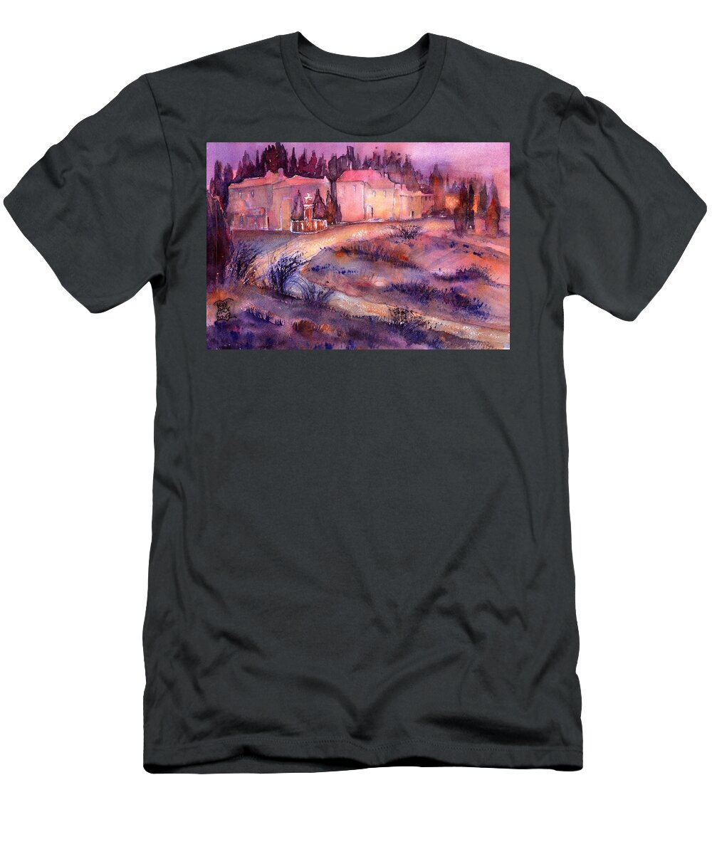 Provence Country Estate T-Shirt featuring the painting Provence France Country Estate by Sabina Von Arx
