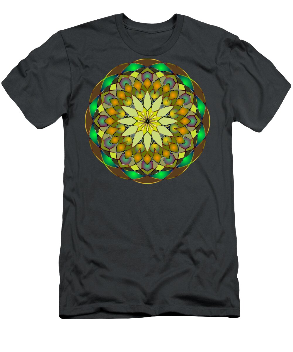 Mandala T-Shirt featuring the digital art Psychedelic Mandala 008 A by Larry Capra