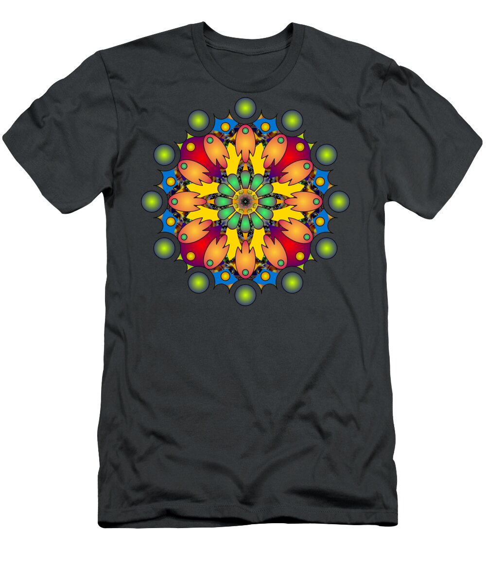 Mandala T-Shirt featuring the digital art Psychedelic Mandala 009 A by Larry Capra
