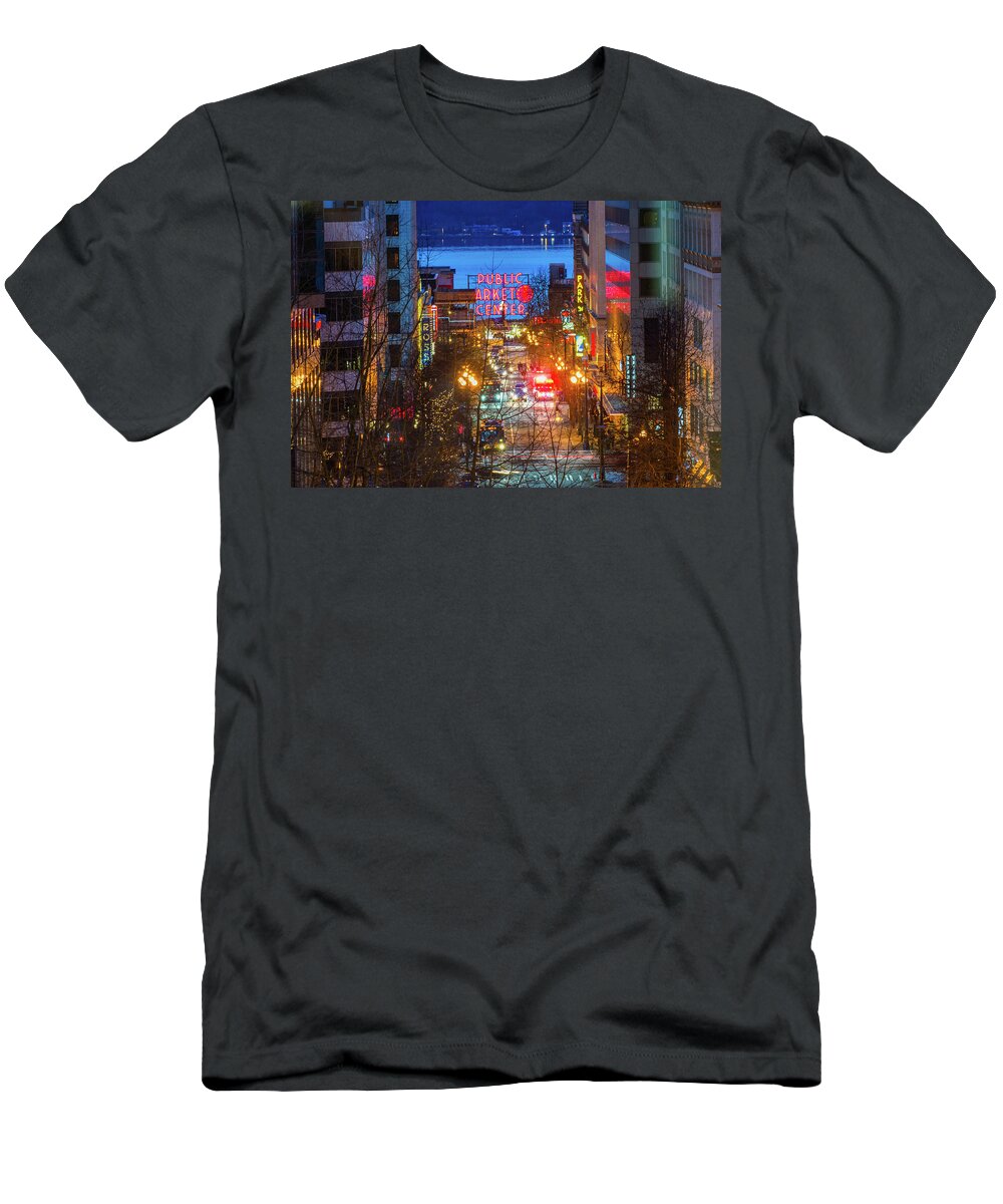 Landscape T-Shirt featuring the photograph Public Market Center - Seattle by Hisao Mogi