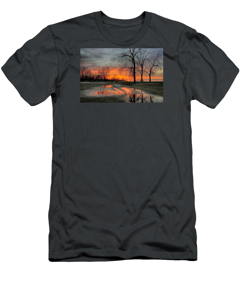 Sunset T-Shirt featuring the photograph Puddles Of Sun by Brian Fisher