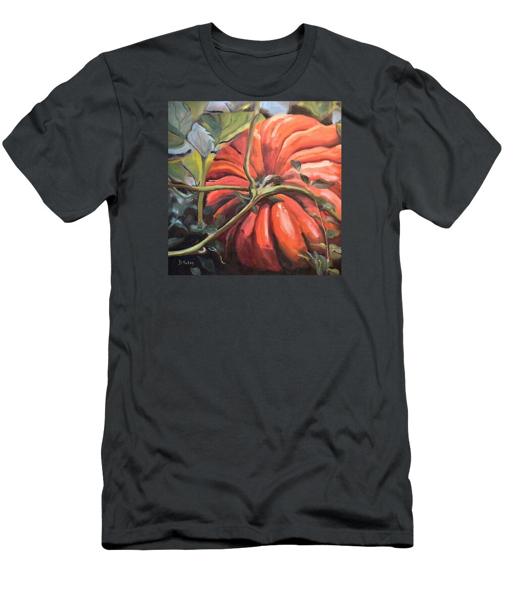 Orange T-Shirt featuring the painting Pumpkin Patch by Donna Tuten