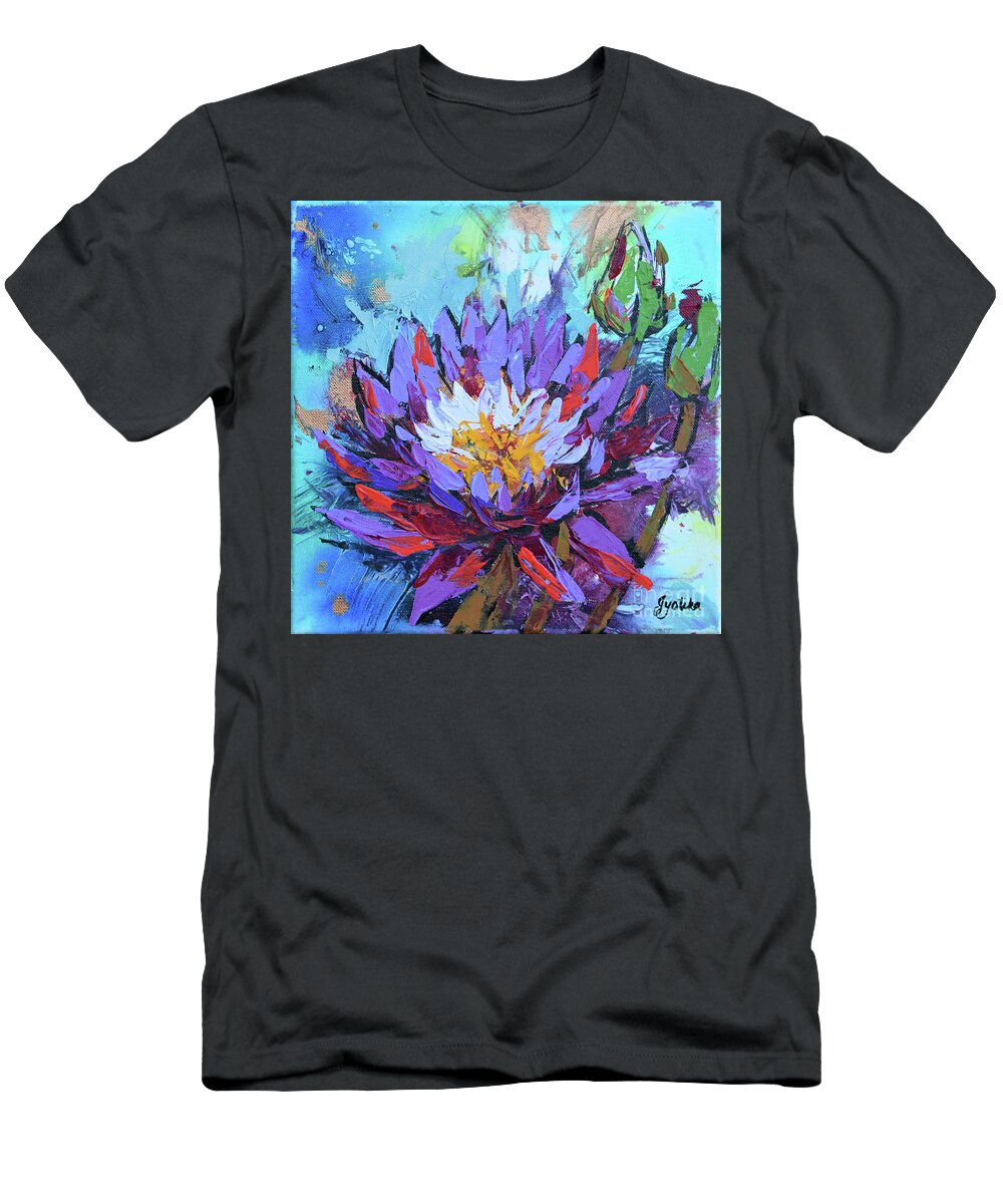Flowers T-Shirt featuring the painting Purple Lotus by Jyotika Shroff