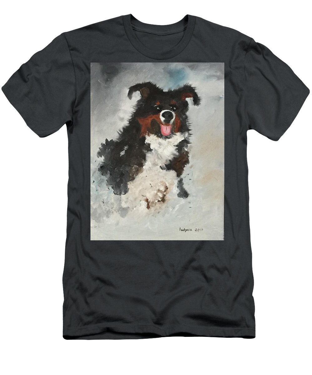 Puppy T-Shirt featuring the painting Puppy D by Ryszard Ludynia