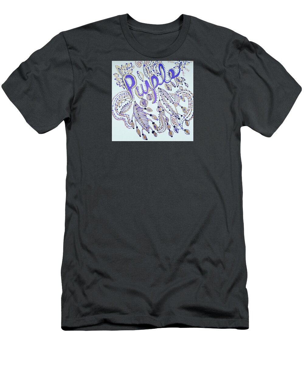 Caregiver T-Shirt featuring the drawing Purple 1 by Carole Brecht