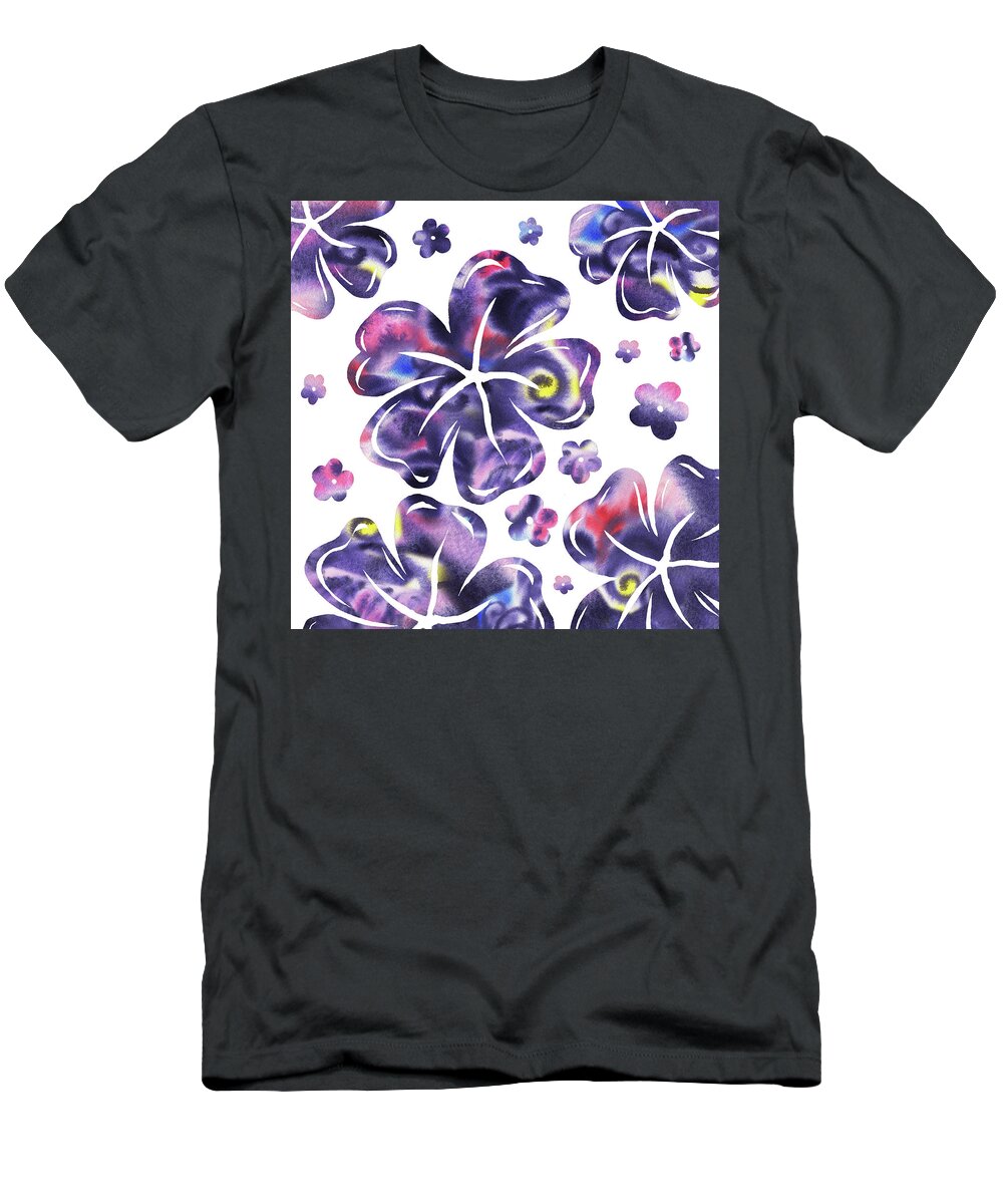 Flowers T-Shirt featuring the painting Purple Flowers Dance by Irina Sztukowski