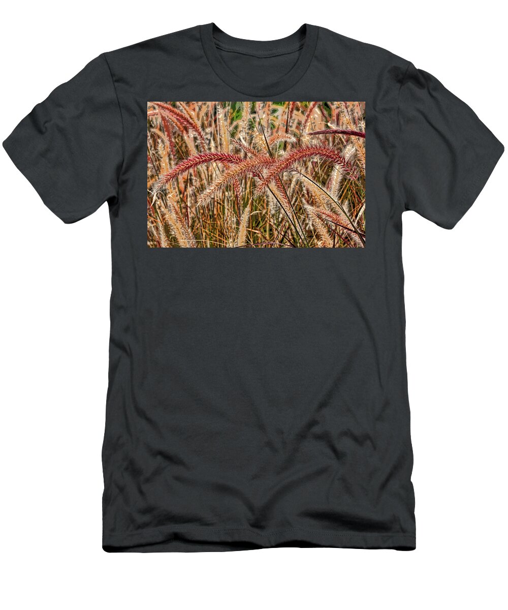 Fountain Grass T-Shirt featuring the photograph Purple Fountain Grass Abstract 2 by H H Photography of Florida by HH Photography of Florida